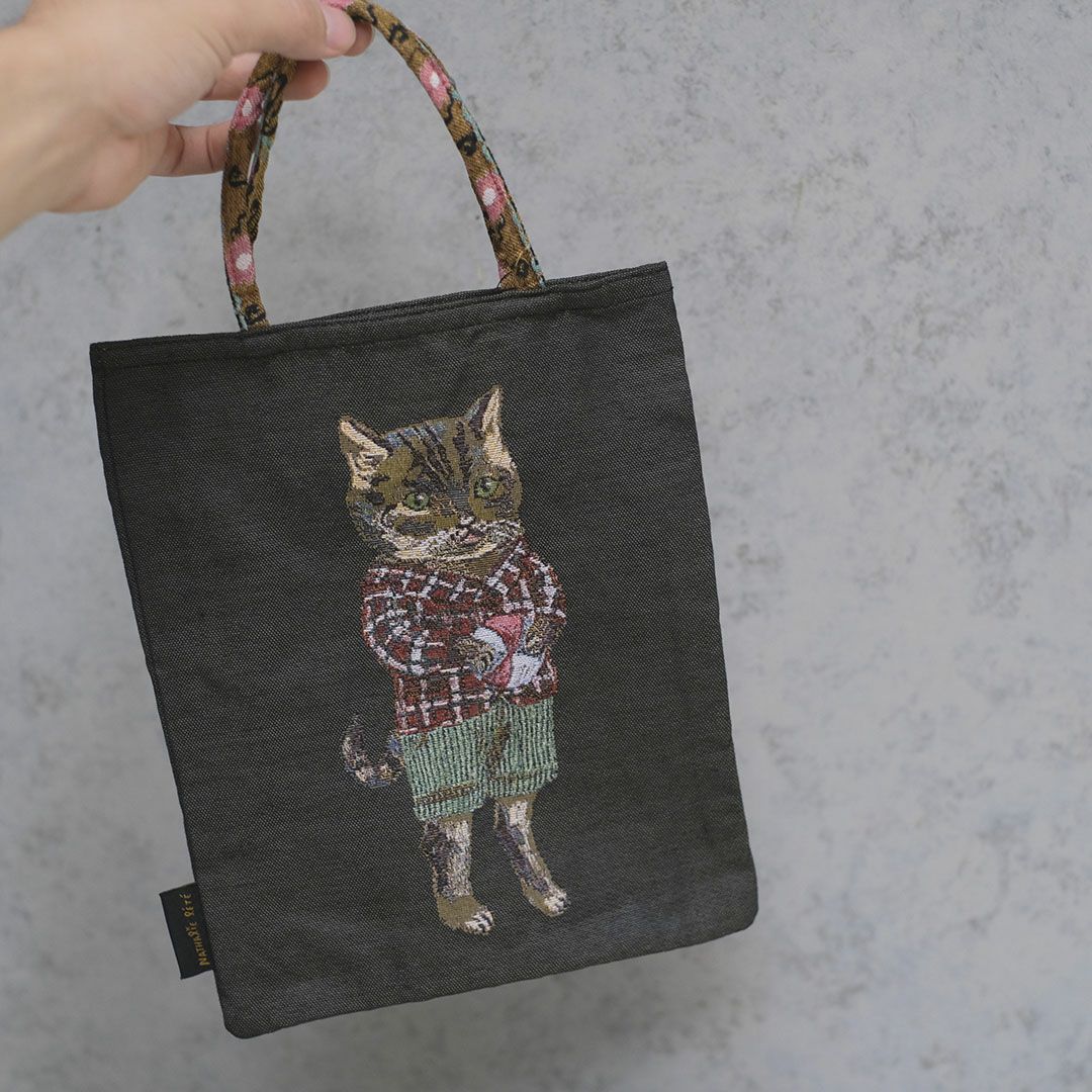 Nathalie Lete(ナタリーレテ)/ミニトートバッグ Cat 猫 ブラックを通販