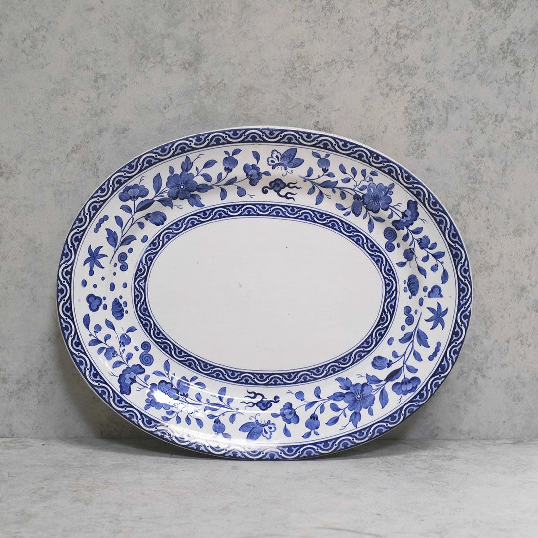 イギリスアンティーク　オーバルプレート　大皿 アールヌーヴォー アンティーク皿 E.F.Bodley & Son オーバルプレート 大皿 19世紀