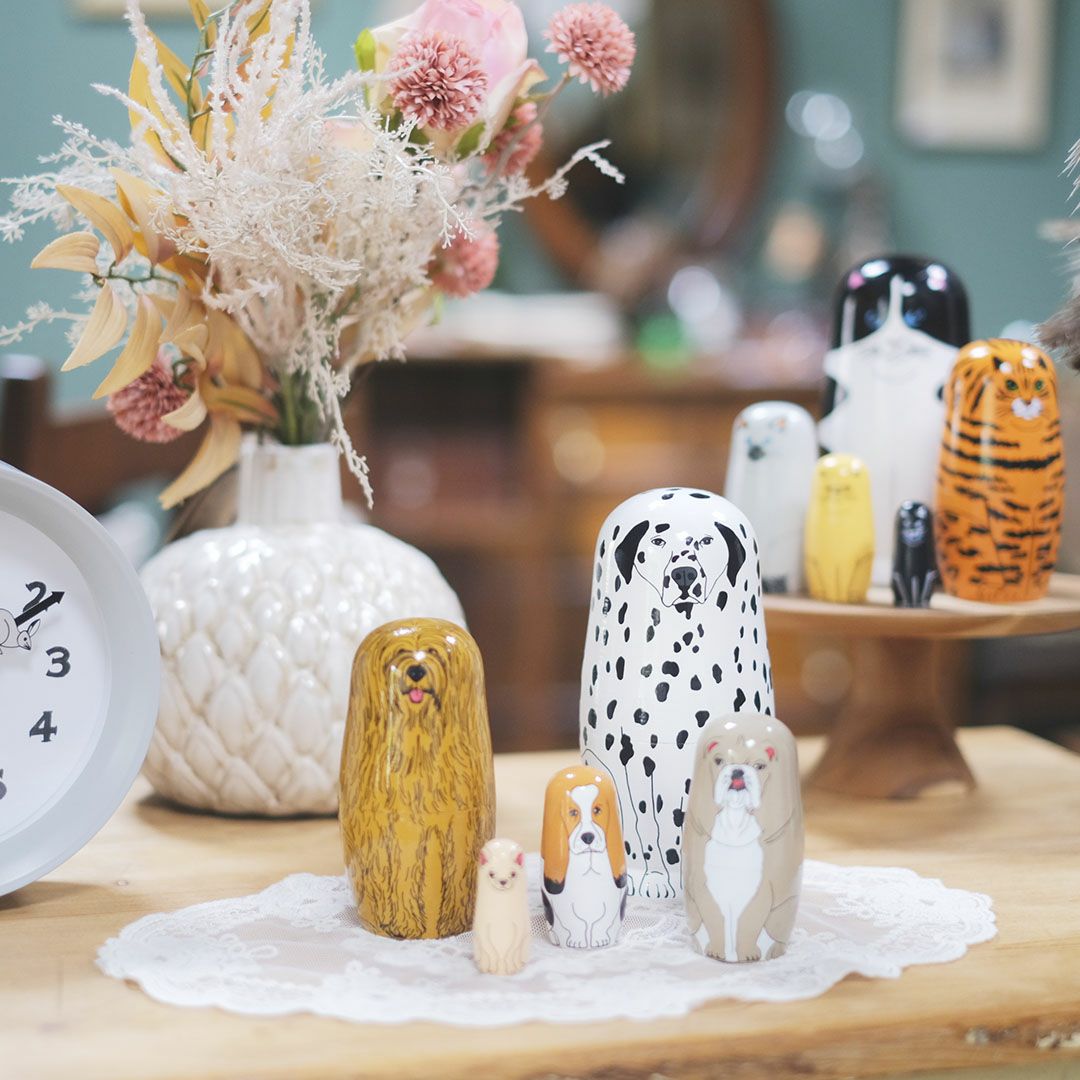 かわいい犬のマトリョーシカ MIDORI KOMATSU 置物 おしゃれな