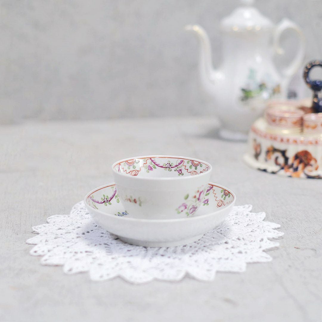 アンティークティーボウル&ソーサー 花柄 アンティーク食器 19世紀