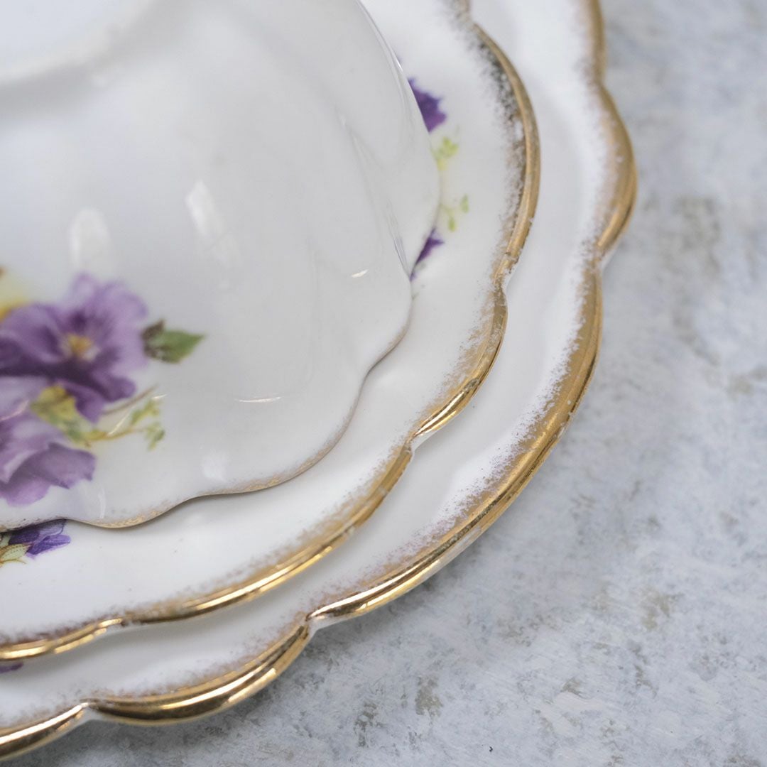 アンティークティーカップトリオ MELBA メルバPansy パープルパンジー アンティーク食器11