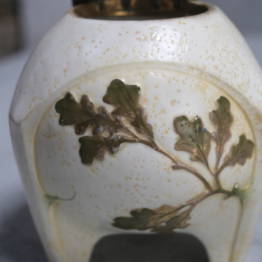 アンティーク鳥の親子のフラワーポット オーストリア 陶磁器