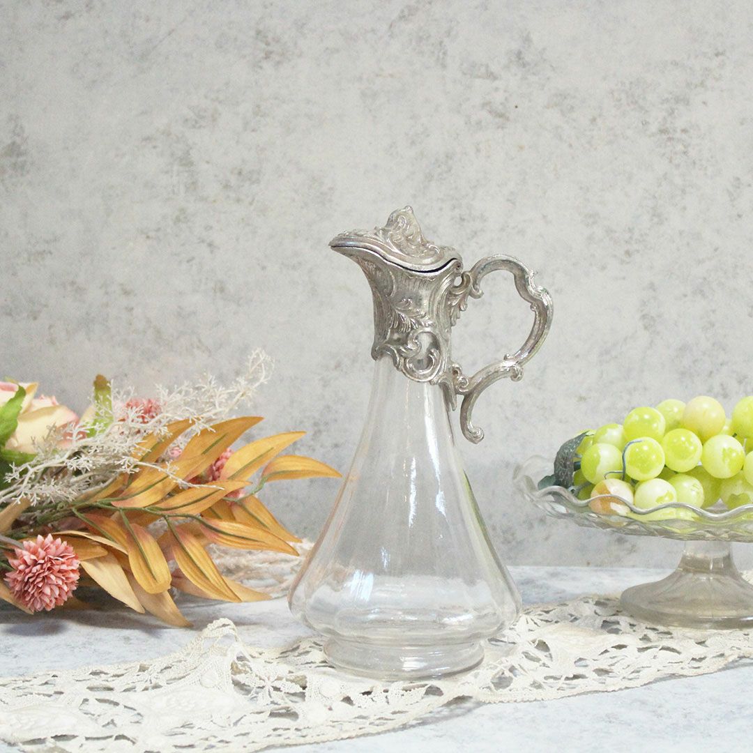 アンティーククラレットジャグ フランス ワインジャグ 水差し クロム