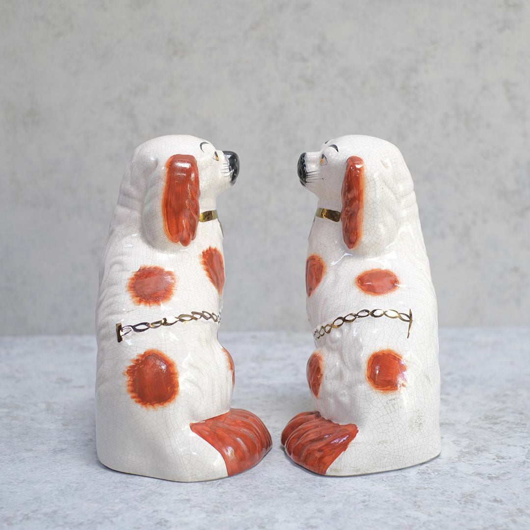 アンティークスタッフォードシャードッグペア イギリス 陶器の犬の置物2