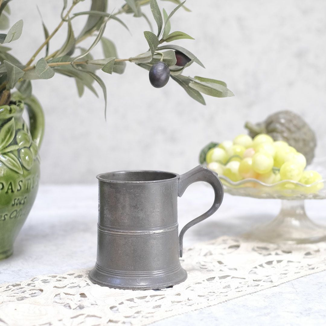 アンティークピューターマグカップ フランス 19世紀 錫の通販