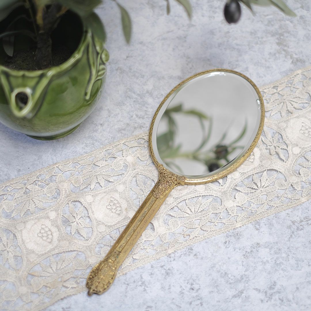 アンティーク 手鏡 イギリス プチポワン ハンドミラーの通販
