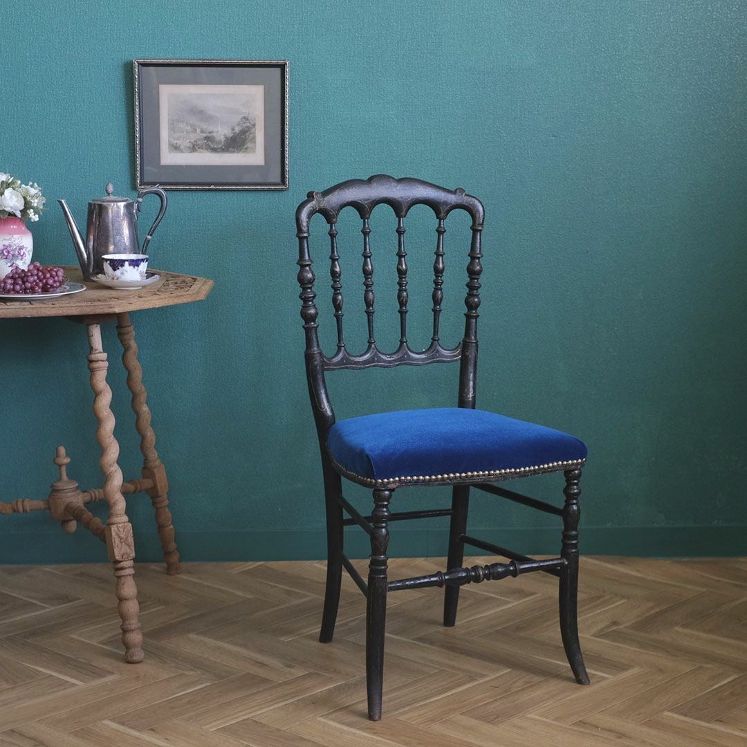 アンティーク ナポレオンチェア 椅子 青い座面 フランス アンティーク家具