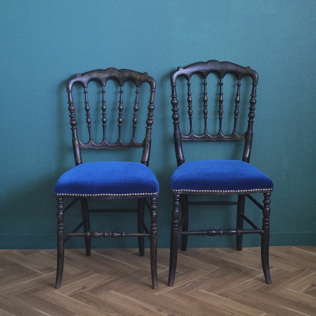 アンティーク ナポレオンチェア 椅子 青い座面 フランス アンティーク家具