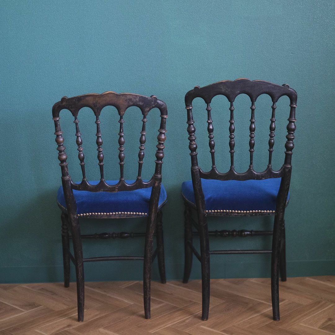 アンティーク ナポレオンチェア 椅子 青い座面 フランス アンティーク家具