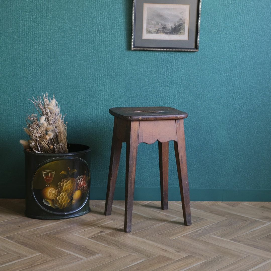 アンティーク パインスツールH イギリス 飴色 腰掛け アンティーク家具