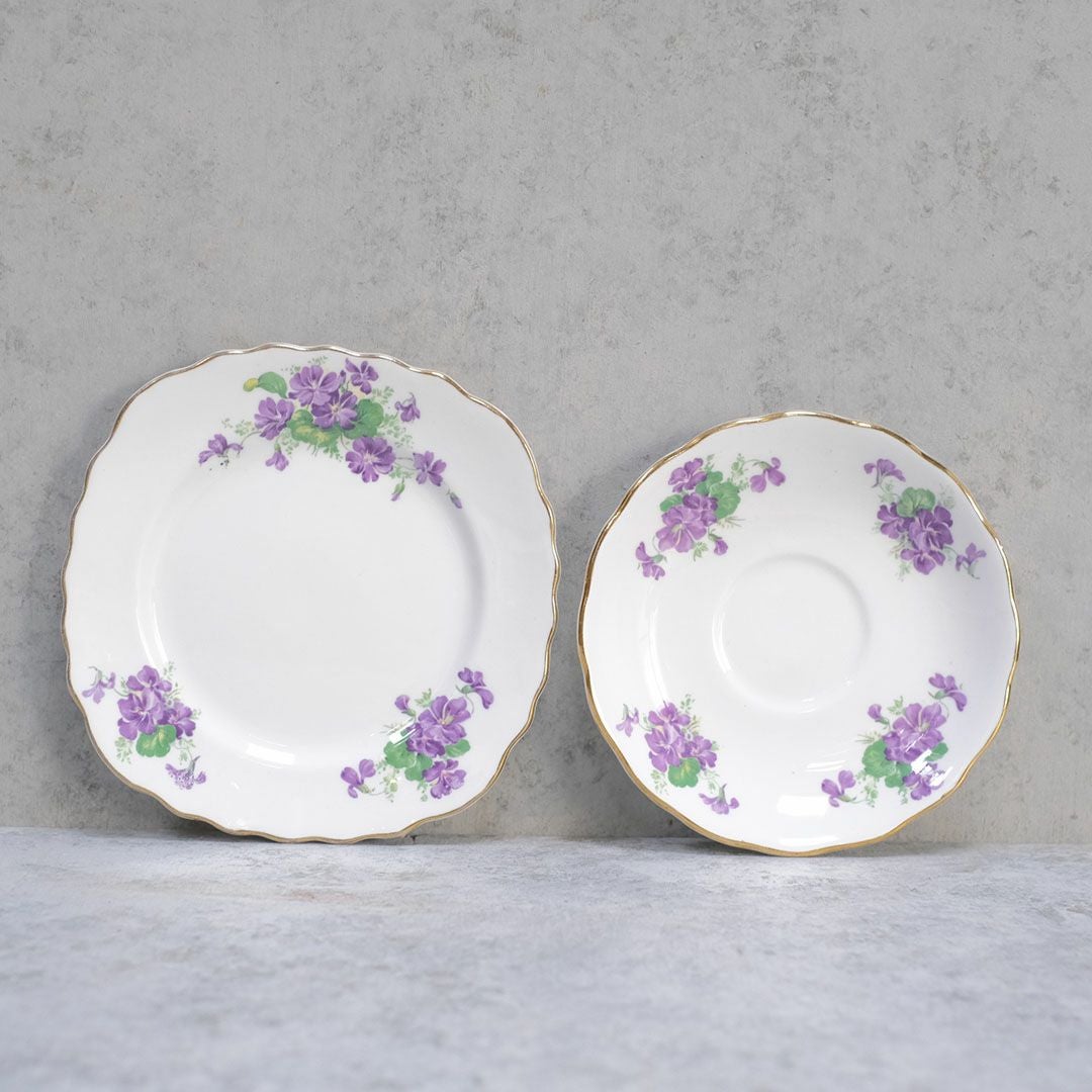 ヴィンテージティーカップトリオ Colclough(コルクラフ)菫 バイオレット イギリス5