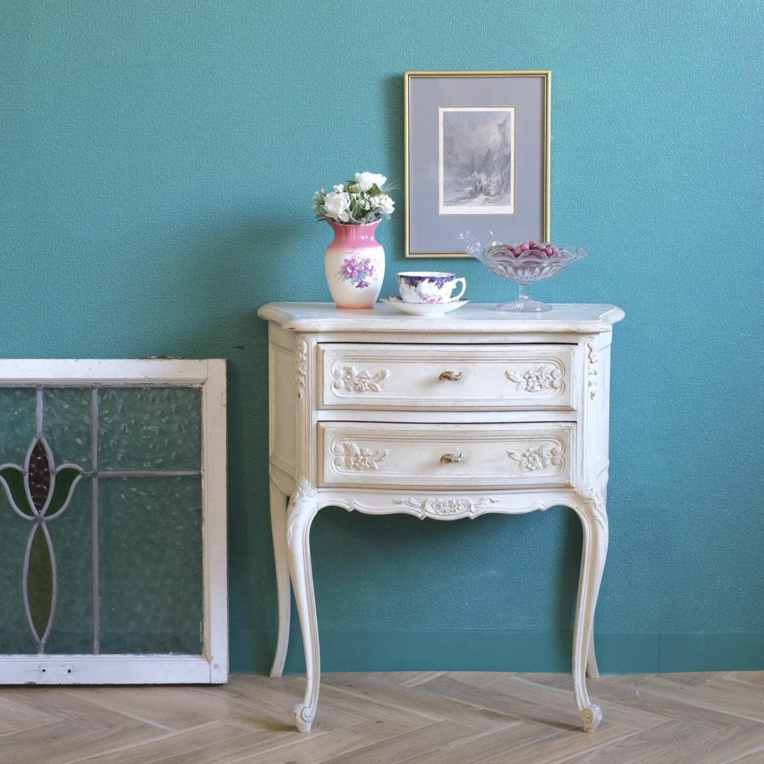 ヴィンテージ フレンチ ドロワーチェスト タンス 白 シャビーシック アンティーク家具