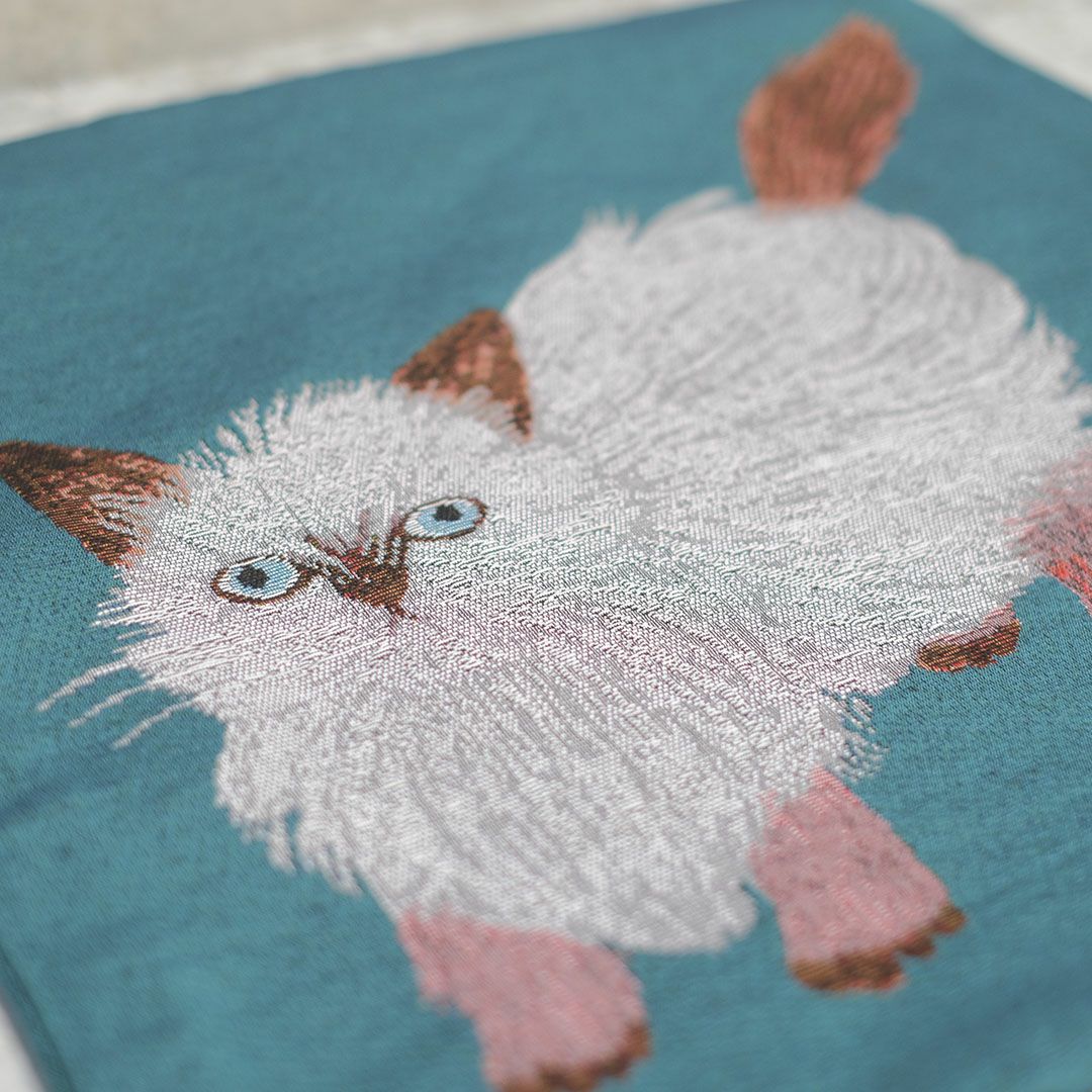 松尾ミユキ クッションカバー ねこ ゴブラン ブルー を通販する東京の