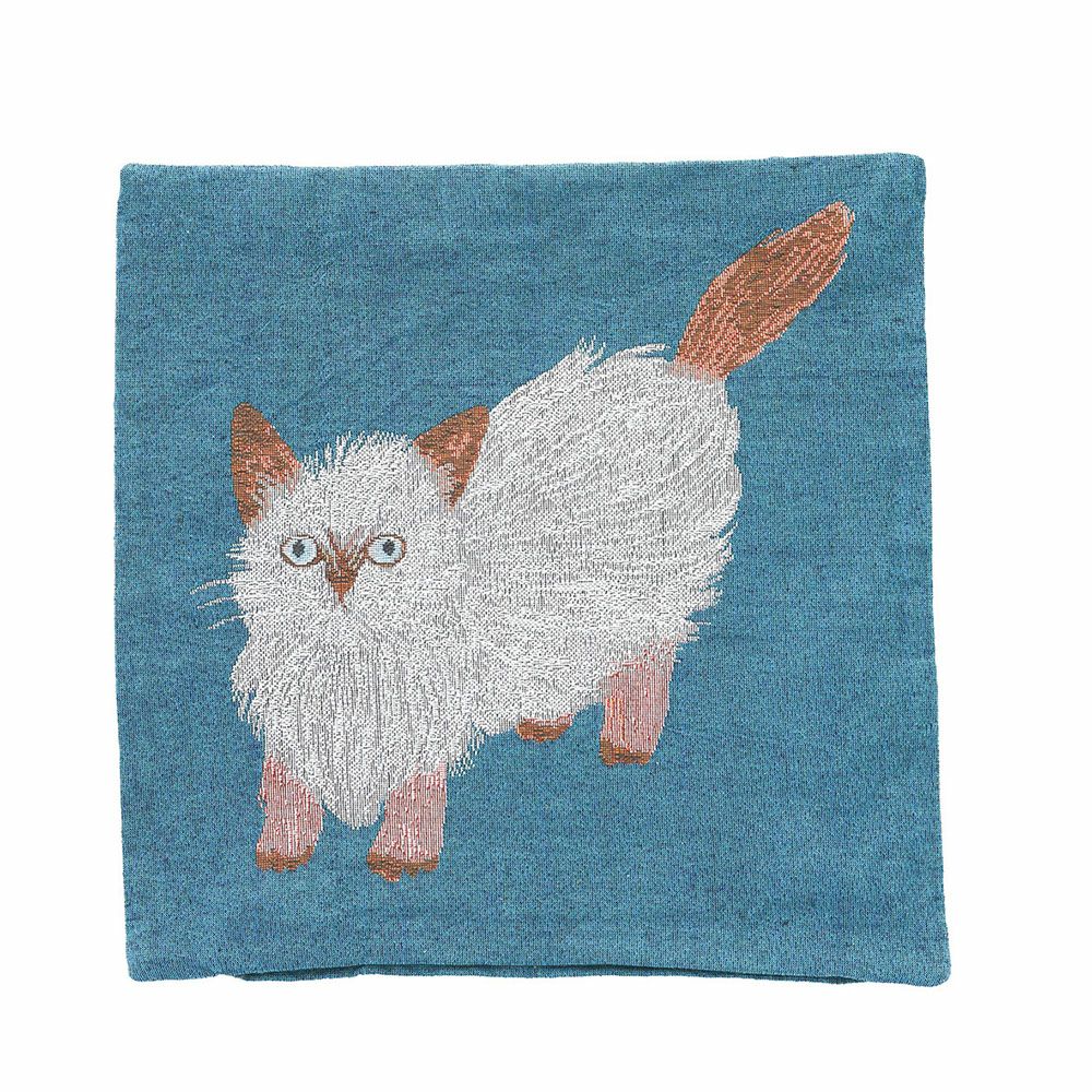 松尾ミユキ クッションカバー ねこ ゴブラン ブルー を通販する東京の