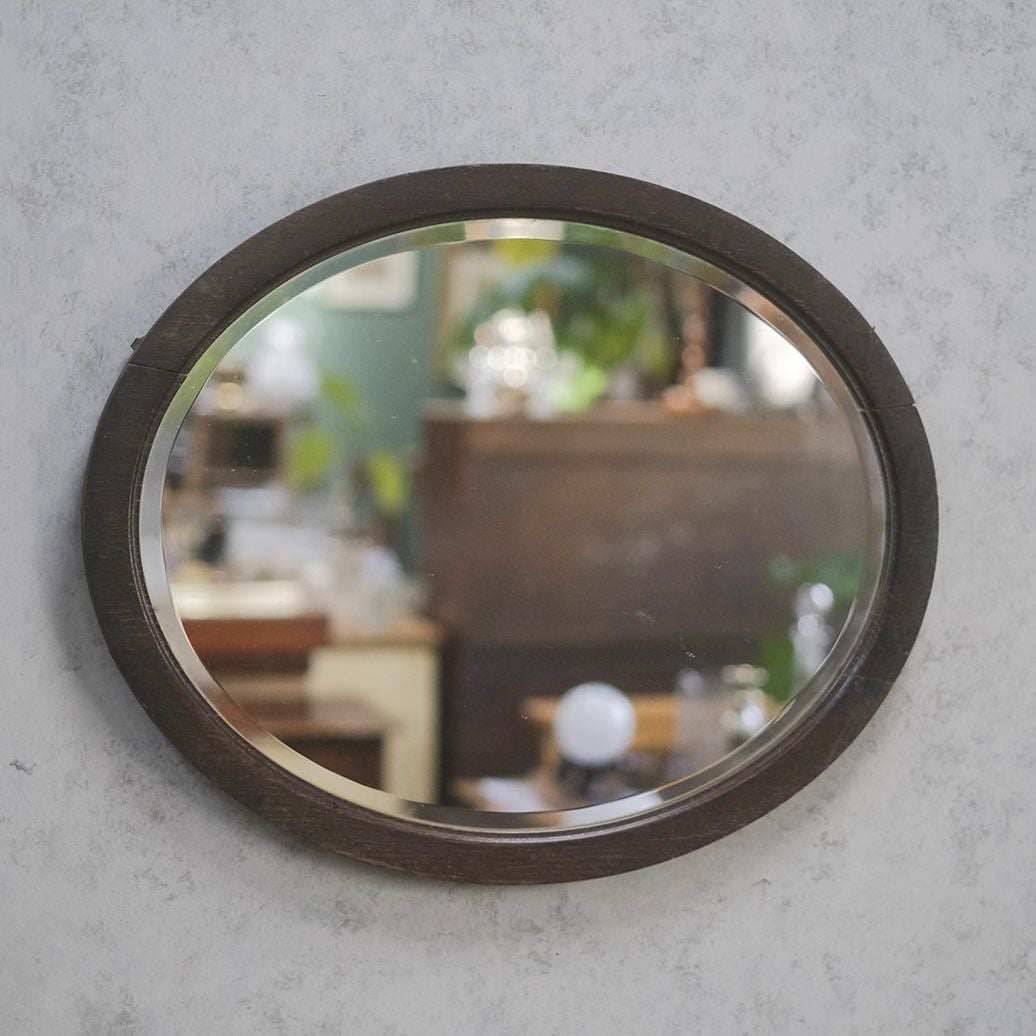 アンティーク 鏡 壁掛け 楕円 オークミラー イギリス5