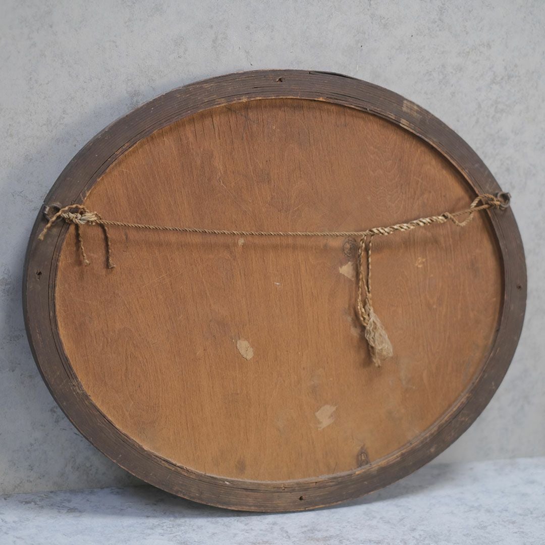 アンティーク 鏡 壁掛け 楕円 オークミラー イギリス7