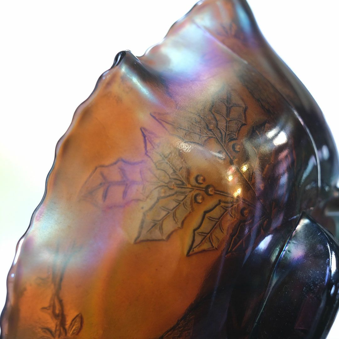 アンティークカーニバルガラストレイ 赤 ガラスフリル皿7