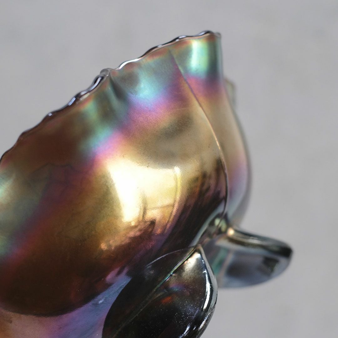 アンティークカーニバルガラストレイ 赤 ガラスフリル皿8