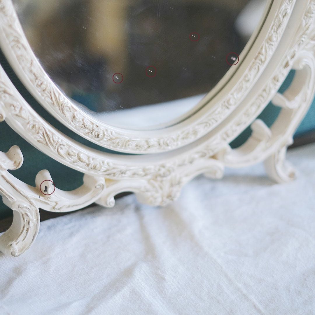 ヴィンテージ トリフォールドミラー ローズ イギリス ロココ様式リバイバルの鏡 三面鏡7