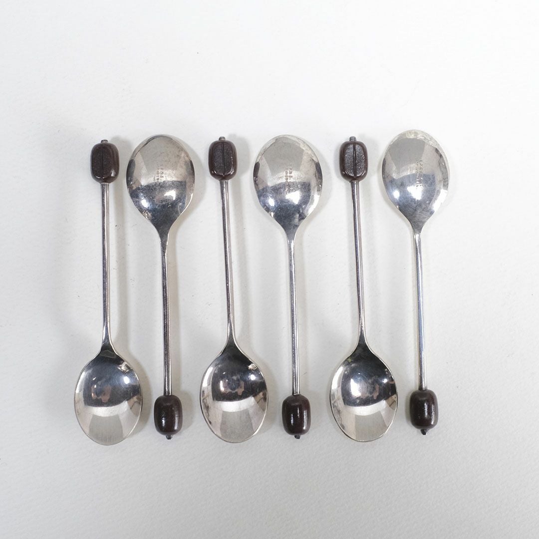 アンティークコーヒービーンズスプーン 6本セット イギリス 可愛い珈琲豆が装飾5