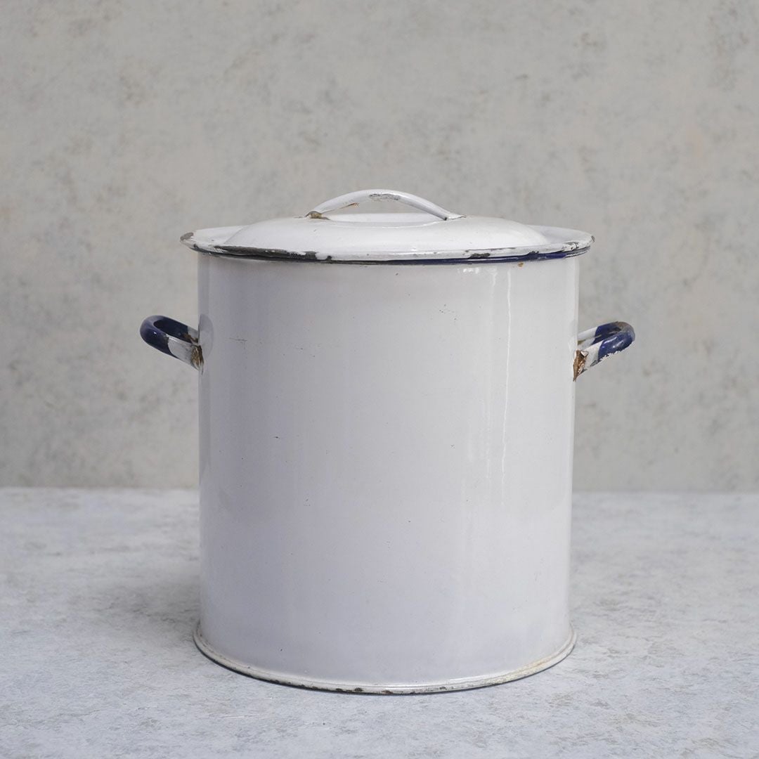 アンティーク ホーローFLOUR缶 イギリス 小麦粉保存容器 白い琺瑯ストッカー