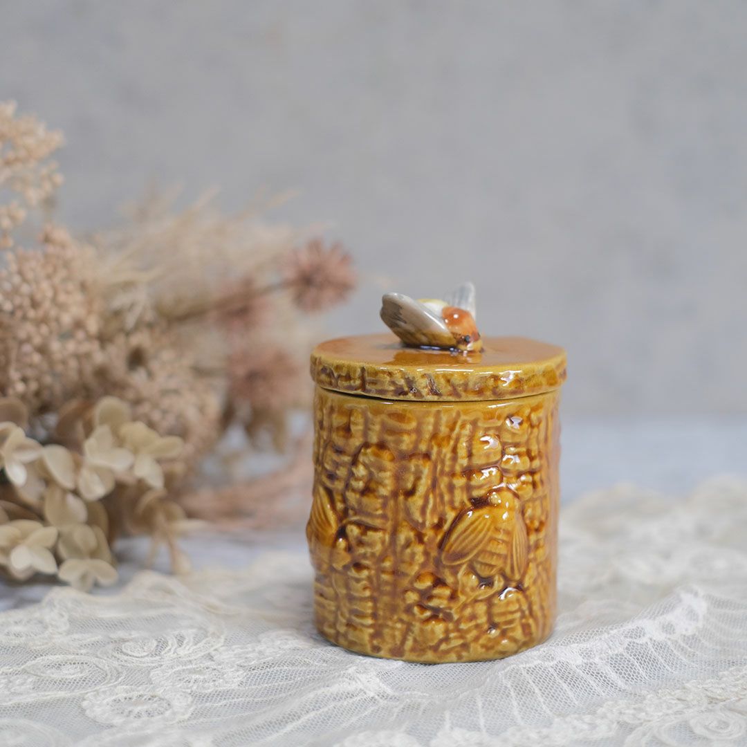 ヴィンテージ ハニーポット陶器の蜂蜜入れ キャニスター