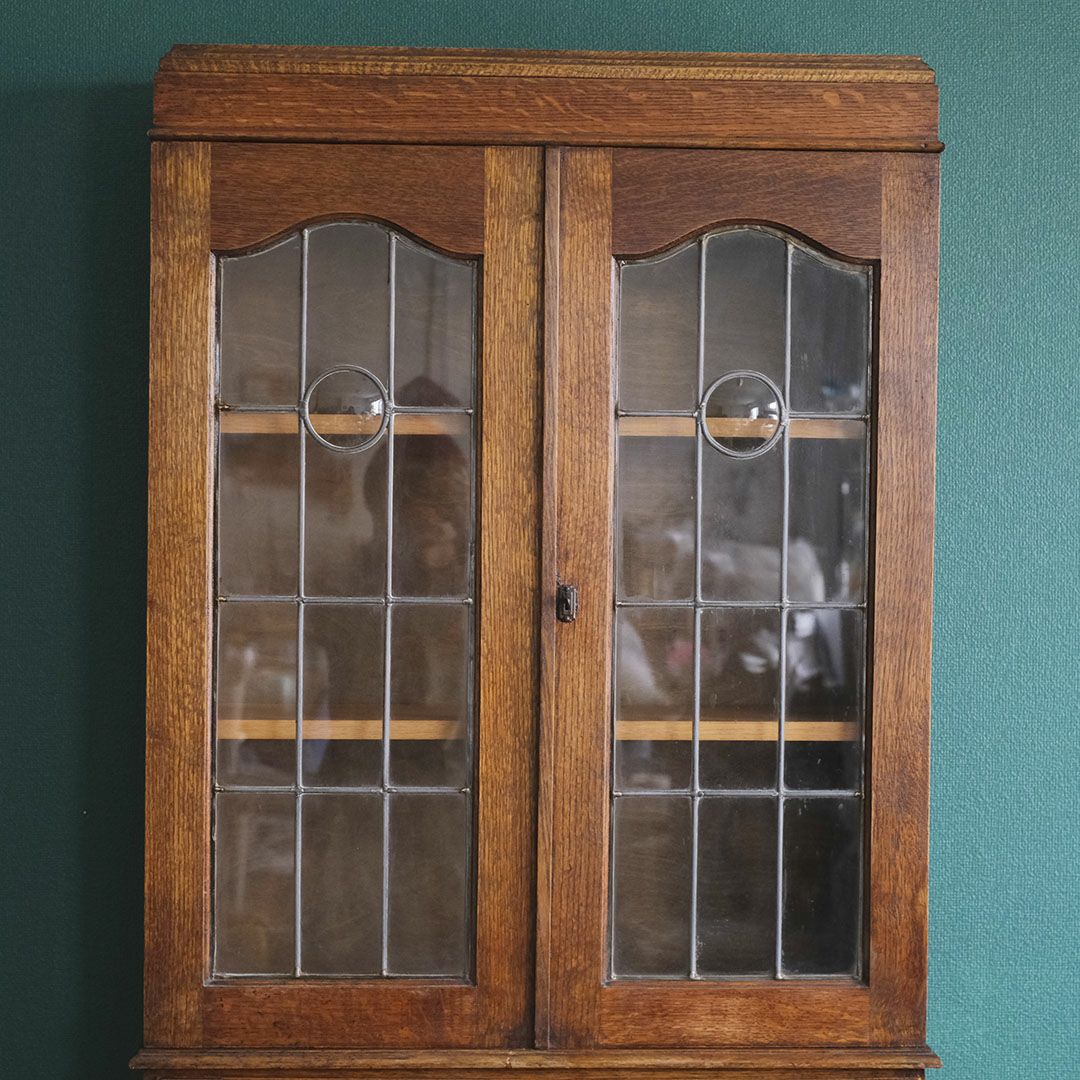 アンティーク ビューローブックケースD イギリス 本棚付きデスク/アンティーク家具