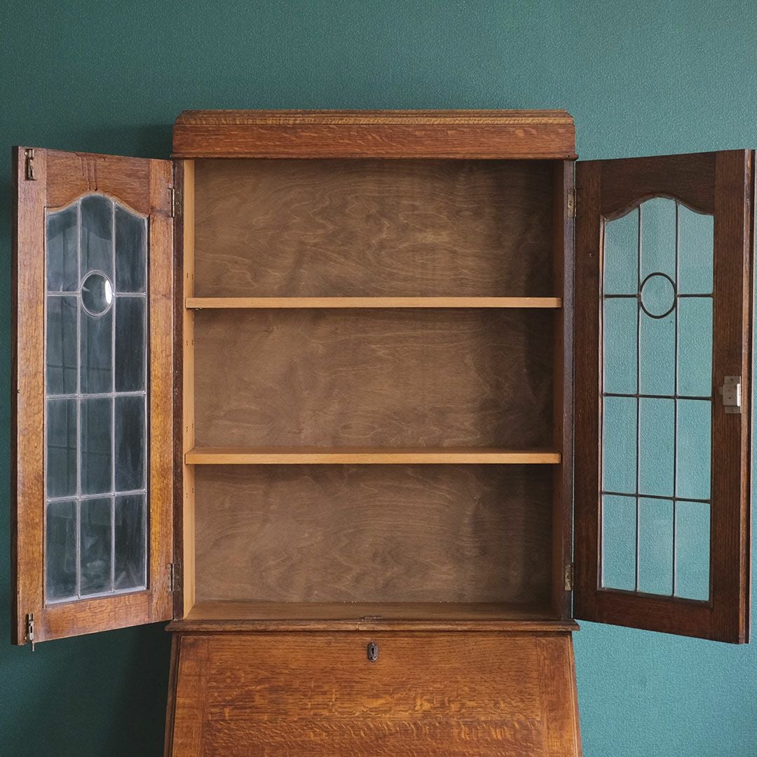 アンティーク ビューローブックケースD イギリス 本棚付きデスク/アンティーク家具