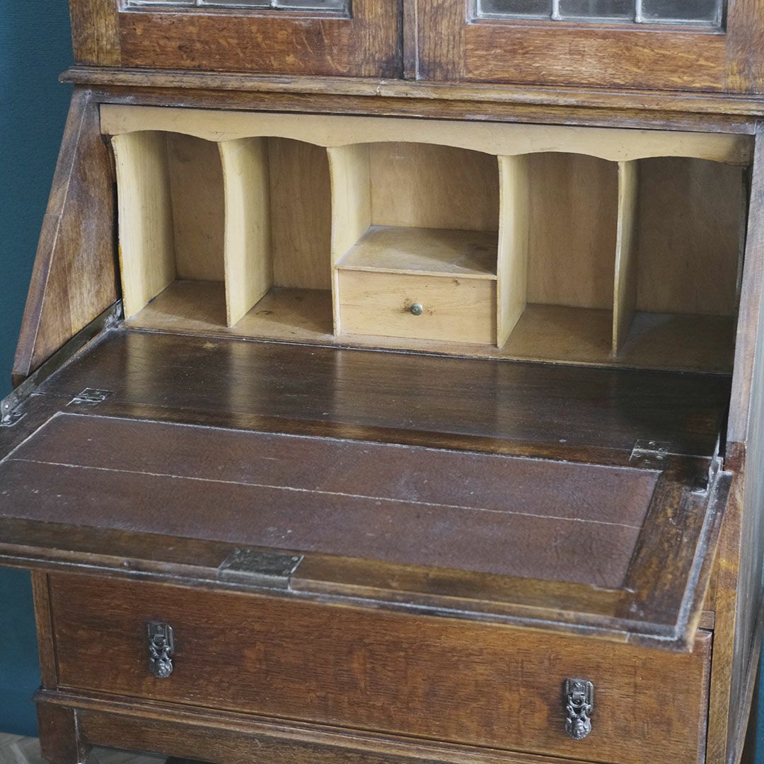 アンティーク ビューローブックケースD イギリス 本棚付きデスク/アンティーク家具