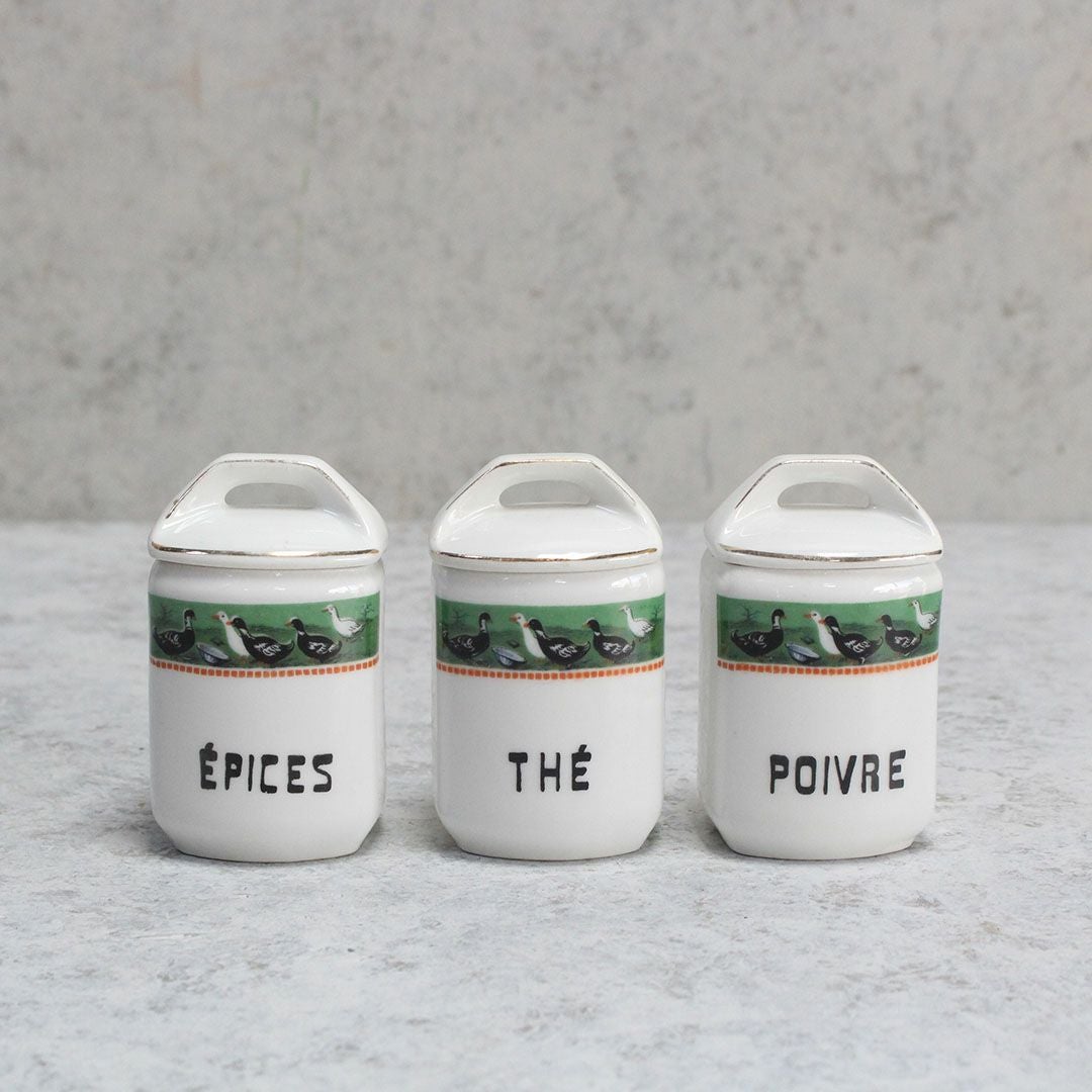 アンティーク キャニスターセット 鳥 チェコスロバキア 陶器