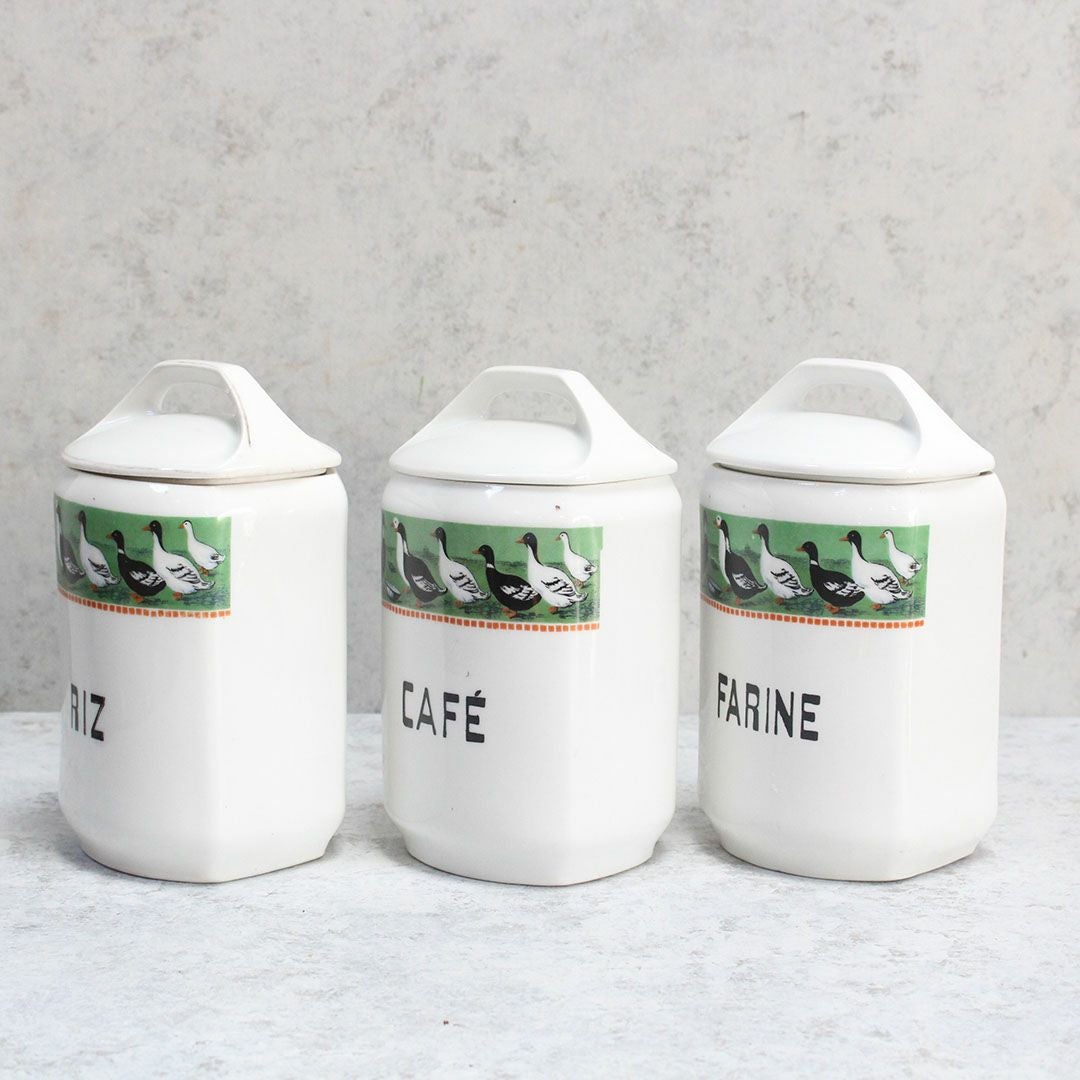 アンティーク キャニスターセット 鳥 チェコスロバキア 陶器