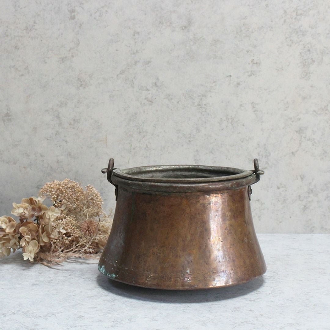アンティーク 銅鍋 イギリス 19世紀 調理鍋 コールドロンの通販
