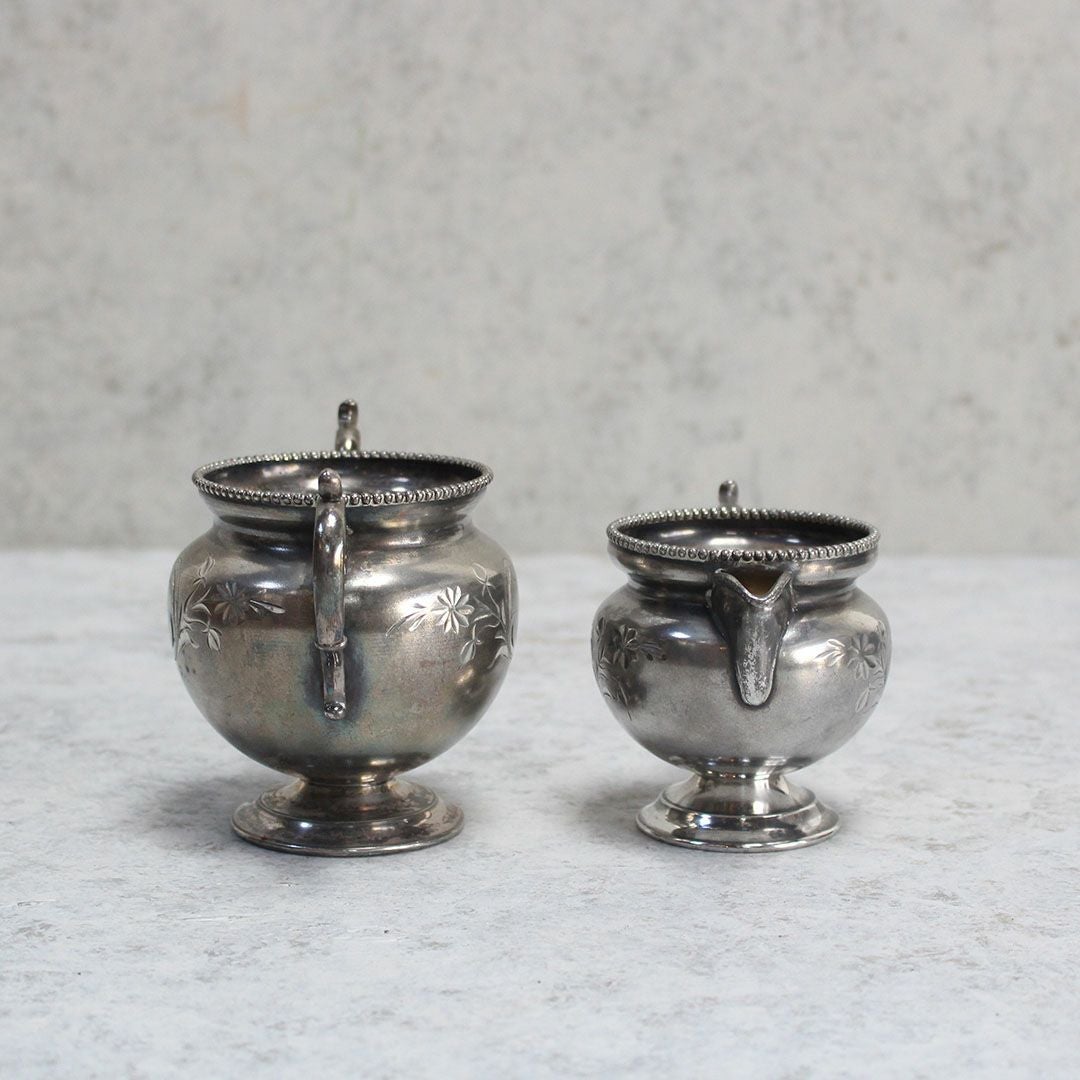 アンティークミルクポット シュガーボウル セット イギリス シルバープレート4