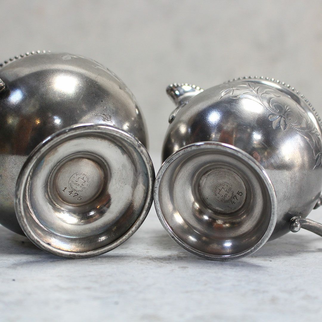 アンティークミルクポット シュガーボウル セット イギリス シルバープレート8