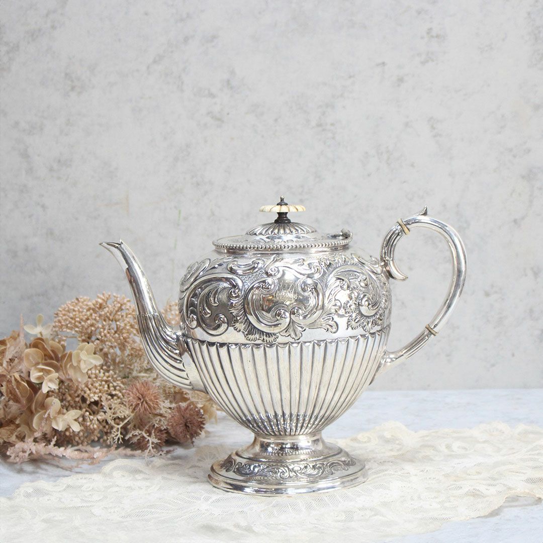 アンティーク シルバープレートティーポット ヴィクトリアンロココ
