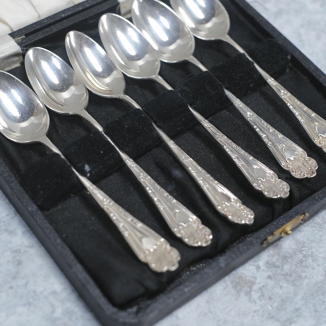 アンティーク コーヒースプーンセット ヴィクトリアン 専用箱付き シルバープレート イギリス