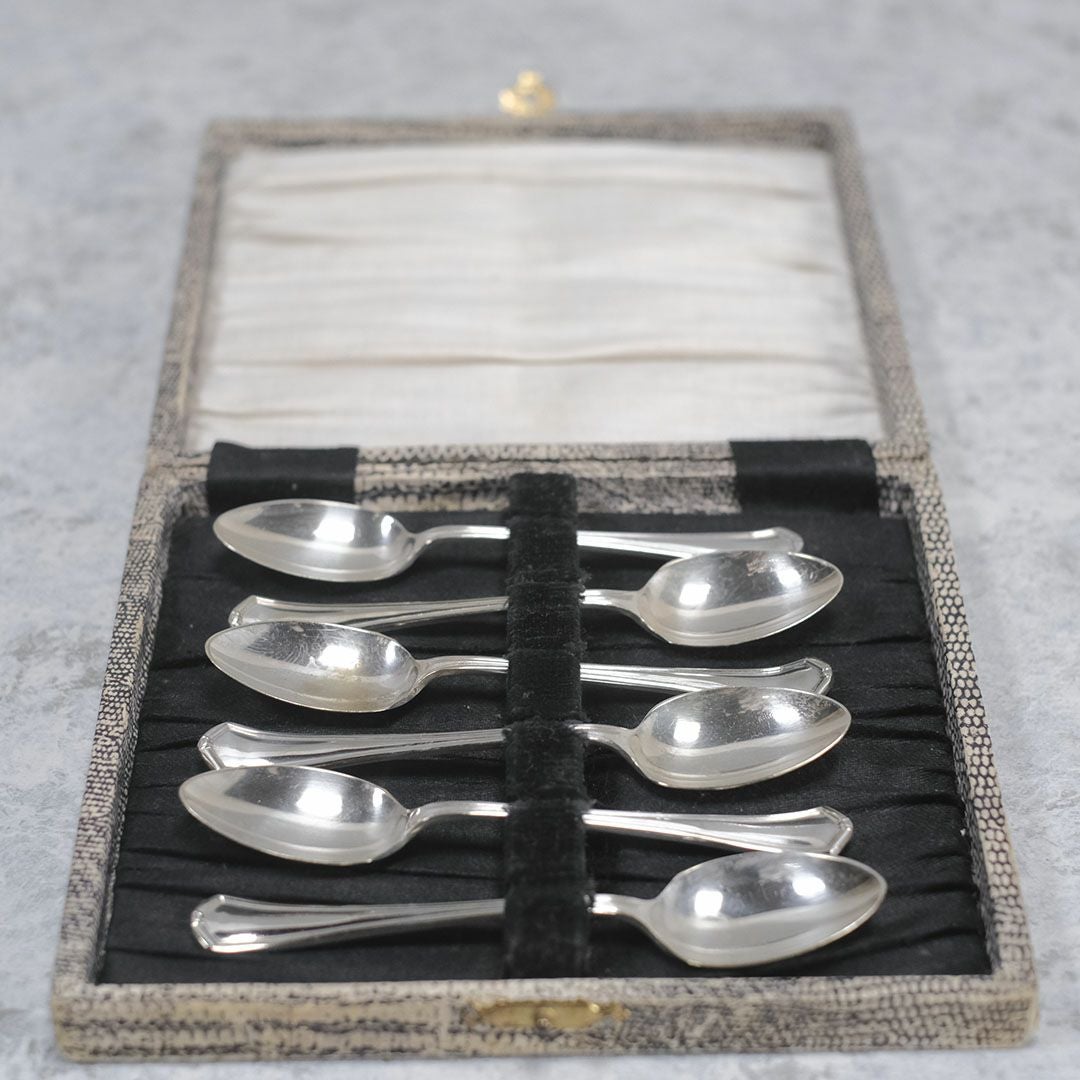 アンティーク コーヒースプーンセット エドワーディアン 専用箱付き シルバープレート イギリス