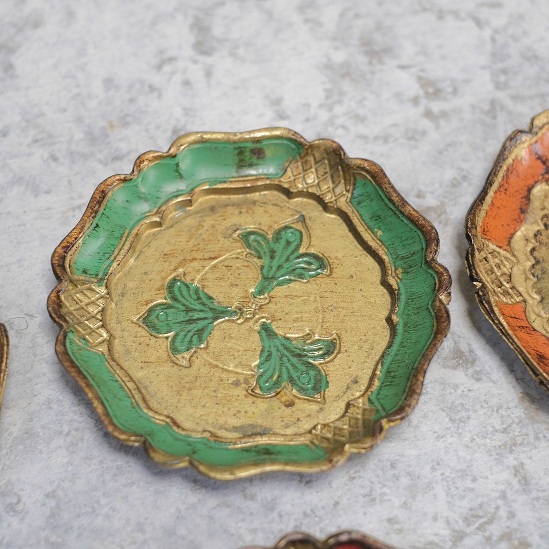 ヴィンテージフローレンタイン トレイコースター イタリア製の伝統工芸品4