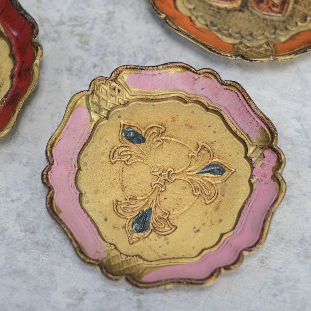 ヴィンテージフローレンタイン トレイコースター イタリア製の伝統工芸品8