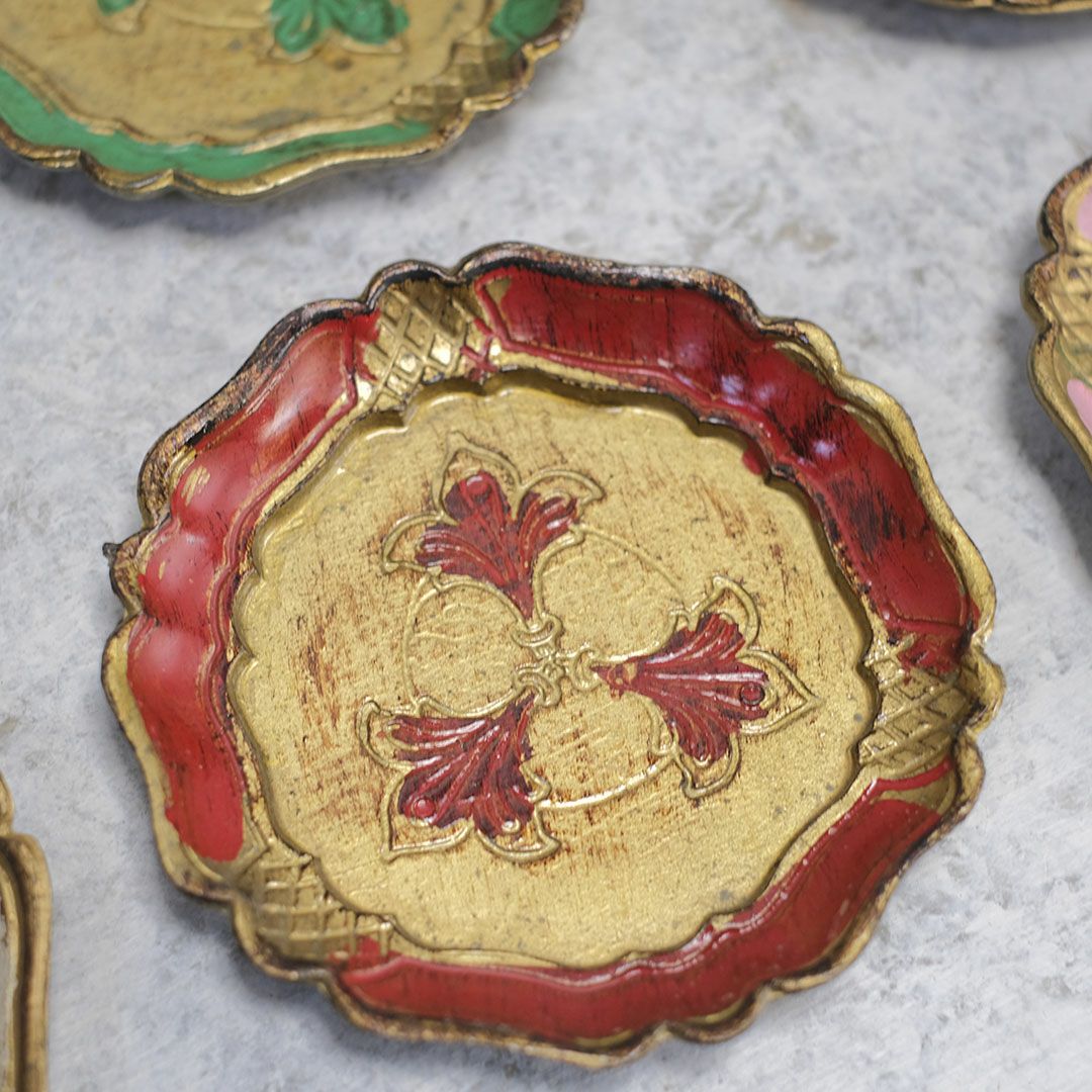 ヴィンテージフローレンタイン トレイコースター イタリア製の伝統工芸品10