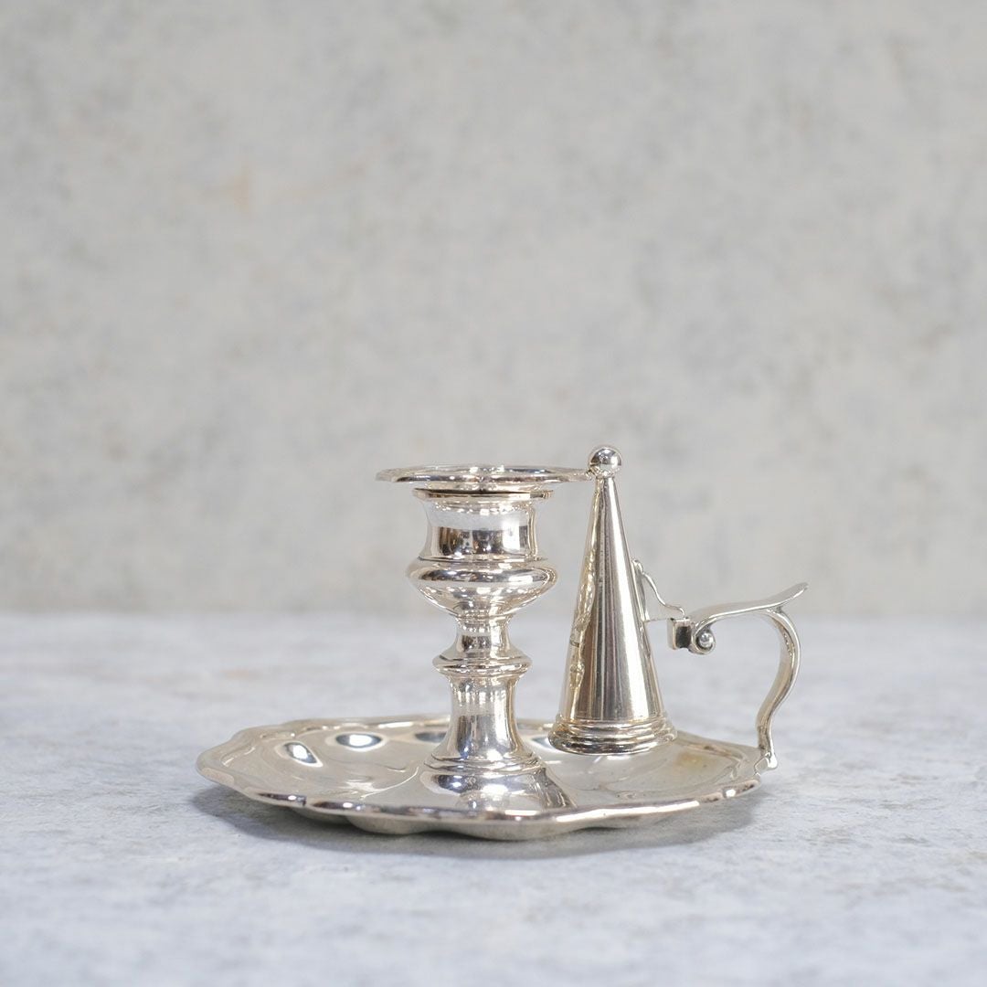 アンティーク チャンバースティック イギリス 手持ち燭台 キャンドルホルダー シルバープレート