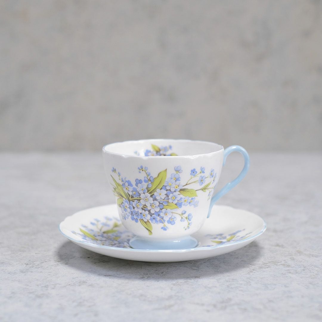 アンティークカップ＆ソーサ Shelley(シェリー)勿忘草 イギリス ティーカップトリオ/アンティーク食器1