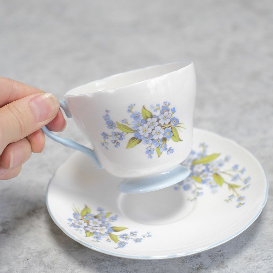 アンティークカップ＆ソーサ Shelley(シェリー)勿忘草 イギリス ティーカップトリオ/アンティーク食器3