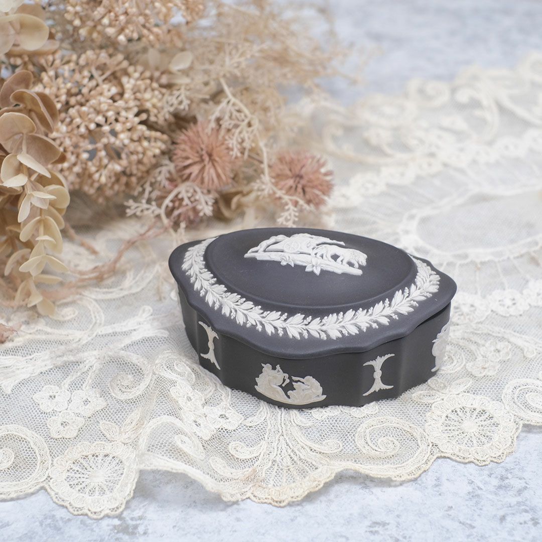 ヴィンテージ WEDGWOOD ウェッジウッド ジャスパー 小物入れ 貴重な黒