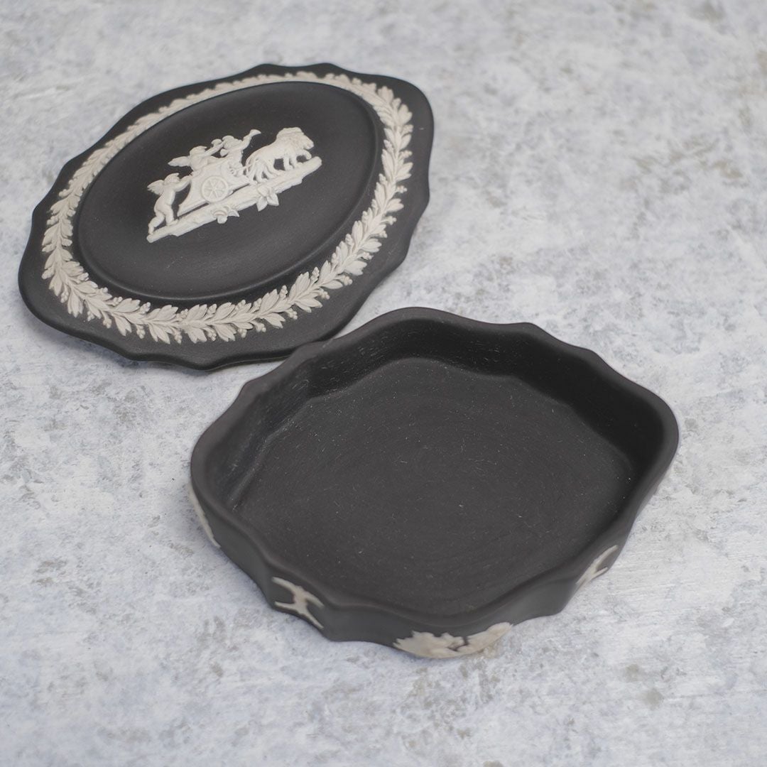 ヴィンテージ WEDGWOOD ウェッジウッド ジャスパー 小物入れ 貴重な黒4