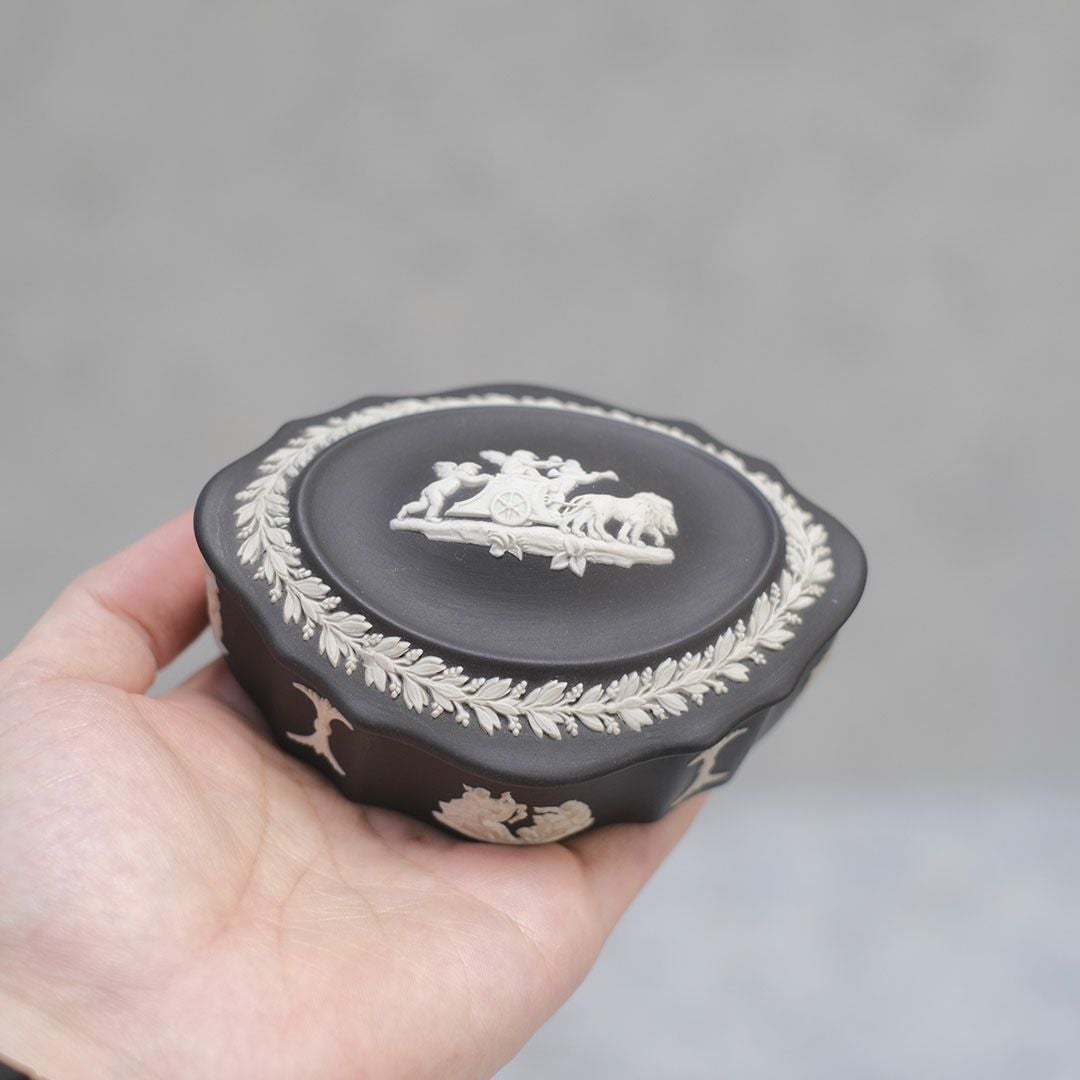 ヴィンテージ WEDGWOOD ウェッジウッド ジャスパー 小物入れ 貴重な黒6