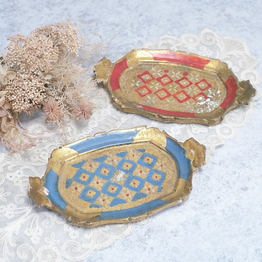 ヴィンテージ フローレンタイントレイ イタリア フィレンツェトレイ Sサイズ