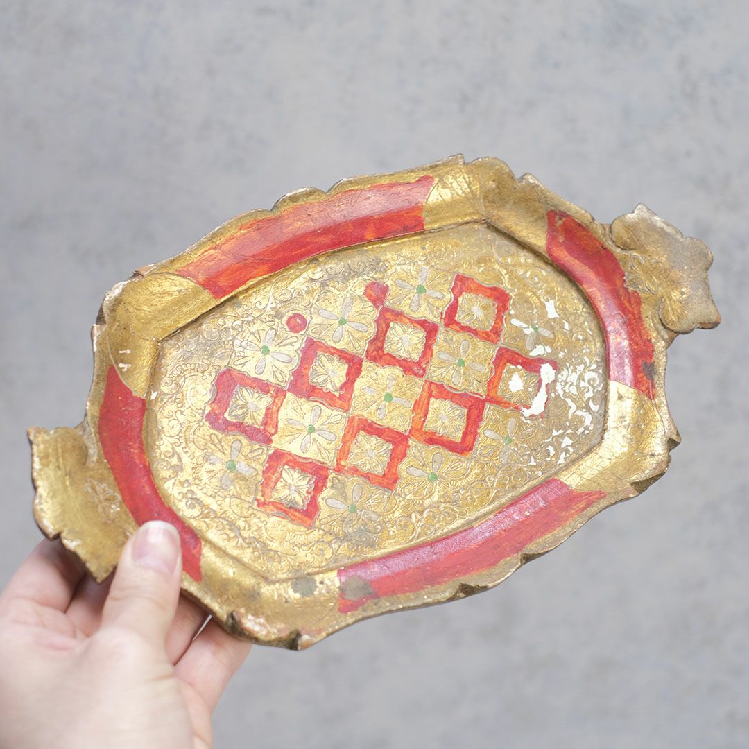 ヴィンテージ フローレンタイントレイ イタリア フィレンツェトレイ Sサイズ2