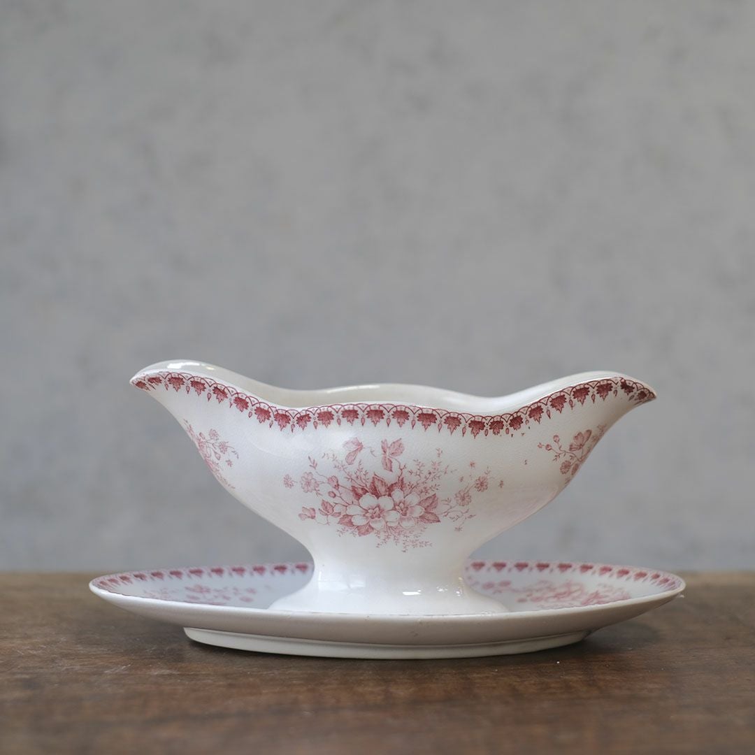 アンティークソーシエール ピンク フランス グレービーボート アンティーク食器1