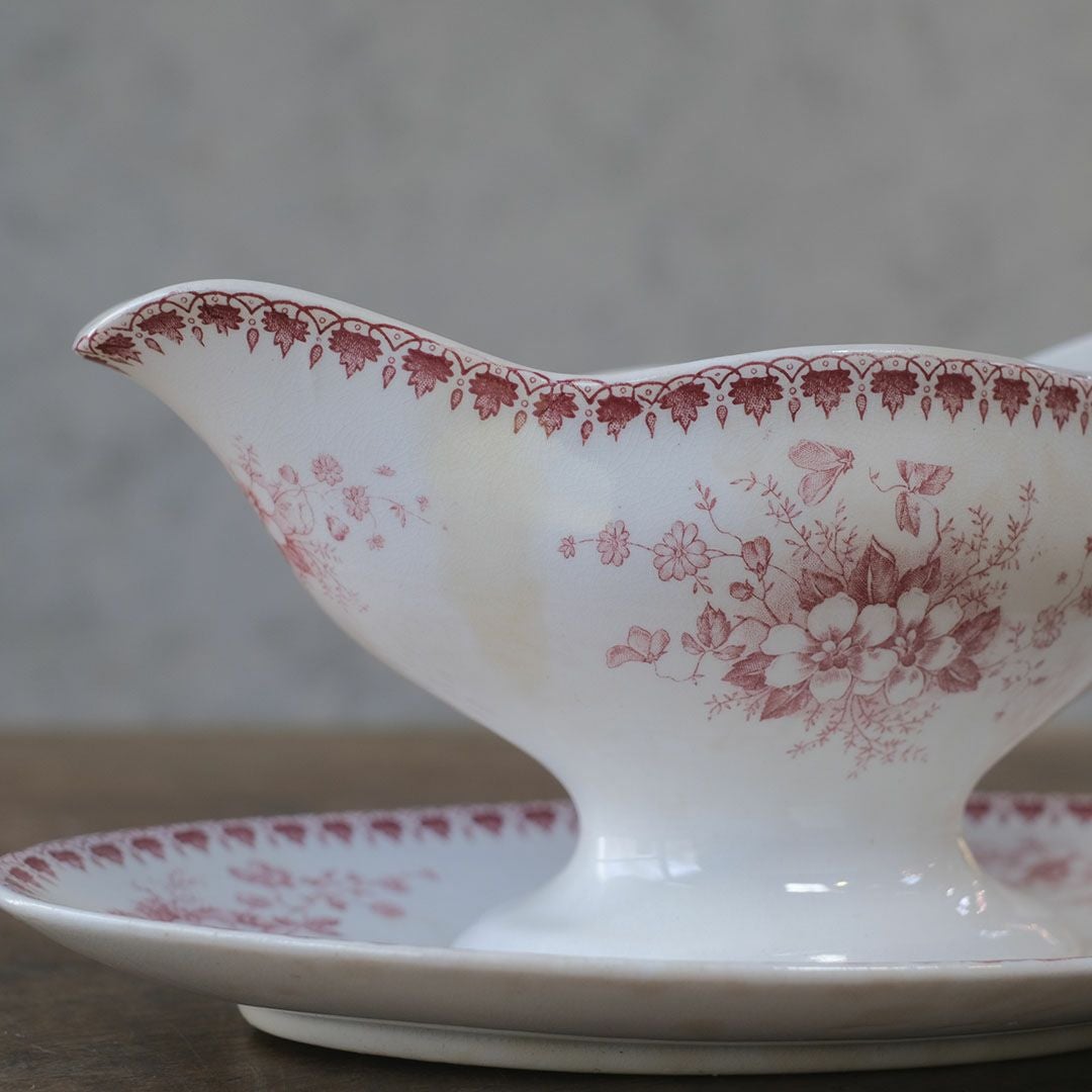 アンティークソーシエール ピンク フランス グレービーボート アンティーク食器4